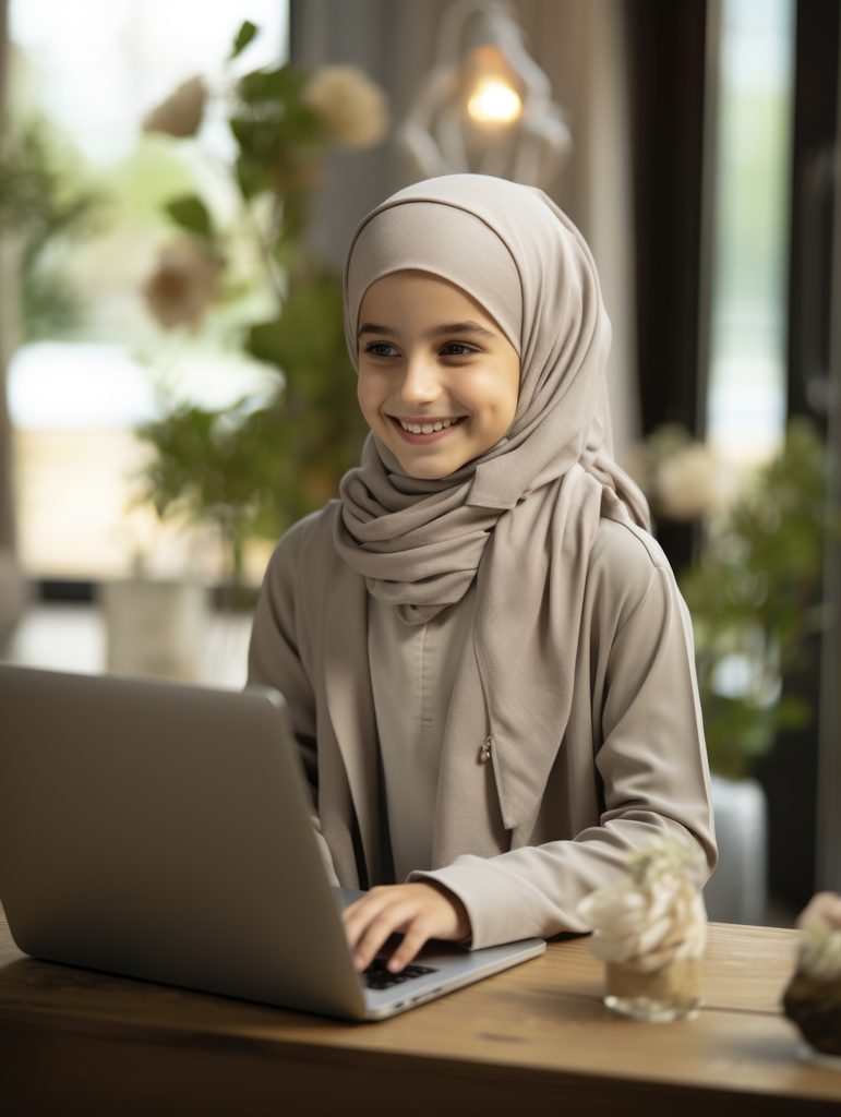 medium shot islamic girl lifestyle